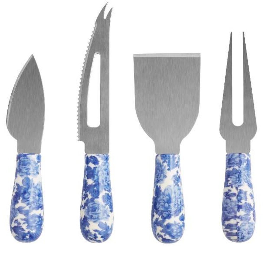 Pioneer Woman Cheese Knife Serving Set 4 pieces Heritage Floral Blue New